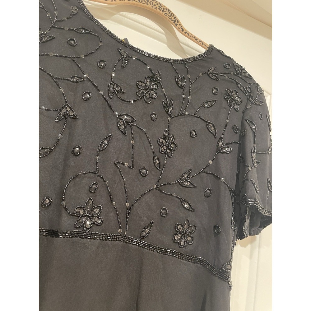 Vintage Allure Silk Beaded Dress Womens Size Large Black - Picture 3 of 10